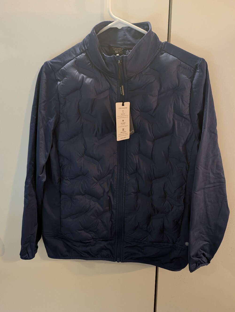Maelreg Boys Size 14/16 Navy Quilted Lightweight Full‑Zip Performance Jacket NWT